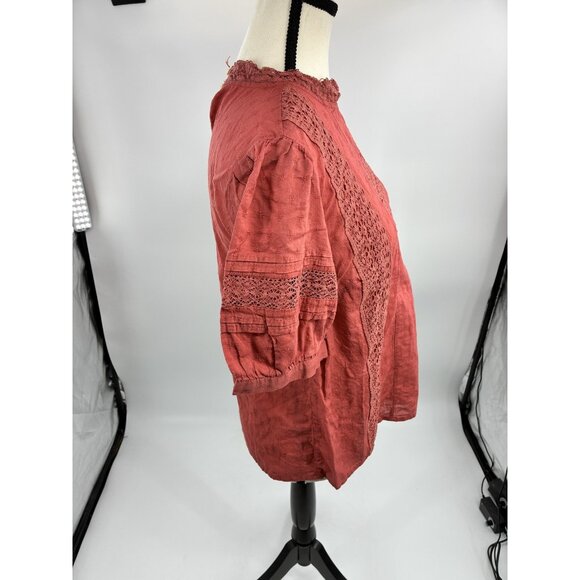 Universal Thread Womens Size M Red Embroidered Blouse Puff Sleeve Boho Peasant - Picture 3 of 7